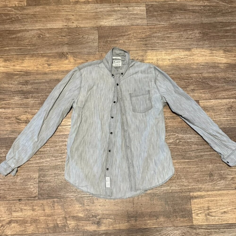 Lucky Brand Gray Button Down Long Sleeve Shirt